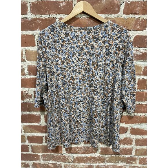 Pure Jill J Jill Printed Soft V Neck Top Womens Peasant Prairie Floral Size XL - Picture 3 of 3